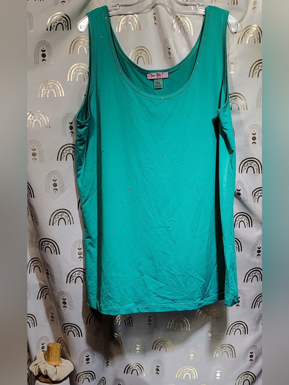 Sleeveless Teal Tank Top with Subtle Studs